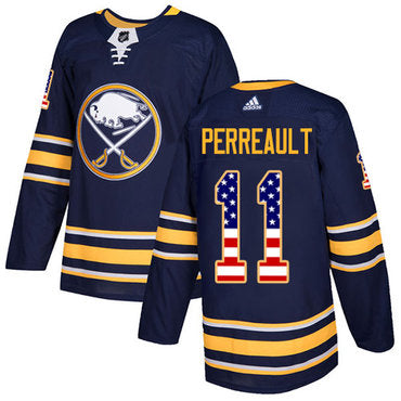 Adidas Sabres 11 Gilbert Perreault Navy Blue Home Authentic Usa Flag Stitched Nhl Jersey