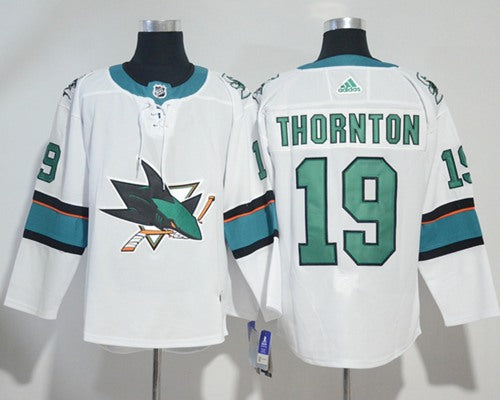 Adidas San Jose Sharks 19 Joe Thornton White Road Authentic Stitched Nhl Jersey