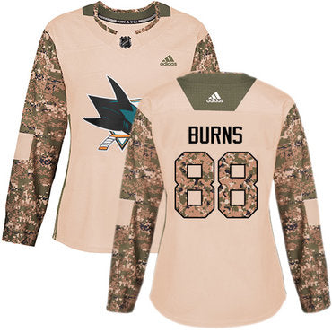 Adidas San Jose Sharks 88 Brent Burns Camo Authentic 2017 Veterans Day Womens Stitched Nhl Jersey