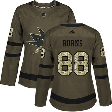 Adidas San Jose Sharks 88 Brent Burns Green Salute To Service Womens Stitched Nhl Jersey