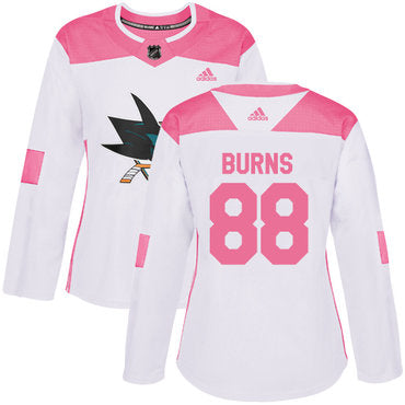 Adidas San Jose Sharks 88 Brent Burns White Pink Authentic Fashion Womens Stitched Nhl Jersey