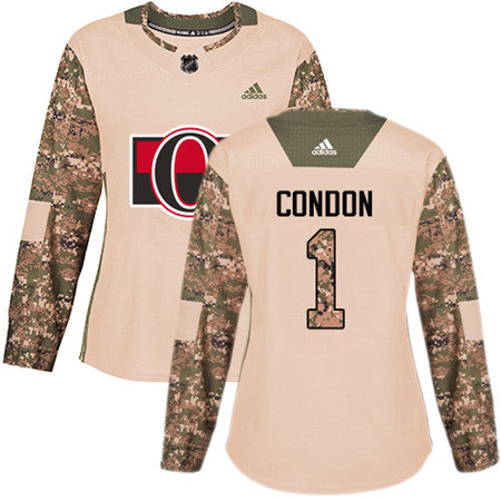 Adidas Senators 1 Mike Condon Camo Authentic 2017 Veterans Day Womens Stitched Nhl Jersey