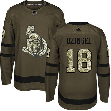 Adidas Senators 18 Ryan Dzingel Green Salute To Service Stitched Nhl Jersey