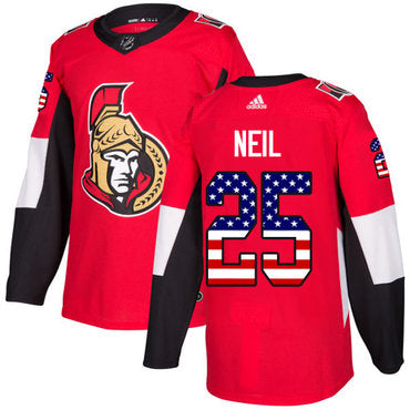 Adidas Senators 25 Chris Neil Red Home Authentic Usa Flag Stitched Nhl Jersey