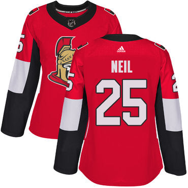 Adidas Senators 25 Chris Neil Red Home Authentic Womens Stitched Nhl Jersey