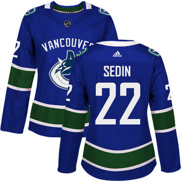 Adidas Vancouver Canucks 22 Daniel Sedin Blue Home Authentic Womens Stitched Nhl Jersey