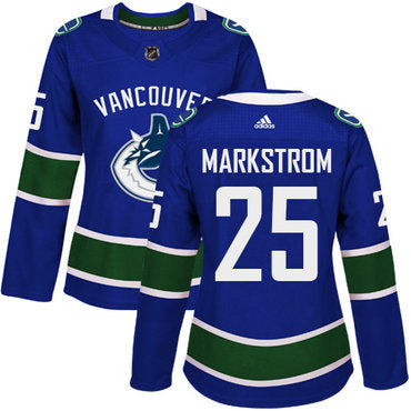 Adidas Vancouver Canucks 25 Jacob Markstrom Blue Home Authentic Womens Stitched Nhl Jersey