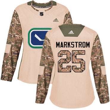 Adidas Vancouver Canucks 25 Jacob Markstrom Camo Authentic 2017 Veterans Day Womens Stitched Nhl Jersey