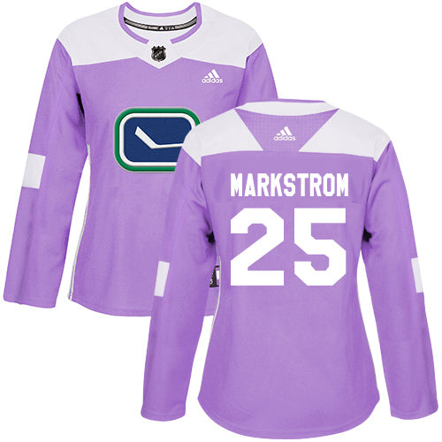 Adidas Vancouver Canucks 25 Jacob Markstrom Purple Authentic Fights Cancer Womens Stitched Nhl Jersey