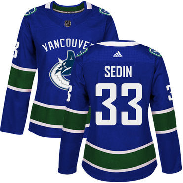 Adidas Vancouver Canucks 33 Henrik Sedin Blue Home Authentic Womens Stitched Nhl Jersey