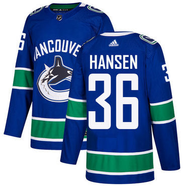 Adidas Vancouver Canucks 36 Jannik Hansen Blue Home Authentic Stitched Nhl Jersey
