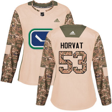 Adidas Vancouver Canucks 53 Bo Horvat Camo Authentic 2017 Veterans Day Womens Stitched Nhl Jersey
