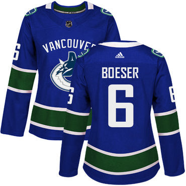 Adidas Vancouver Canucks 6 Brock Boeser Blue Home Authentic Womens Stitched Nhl Jersey