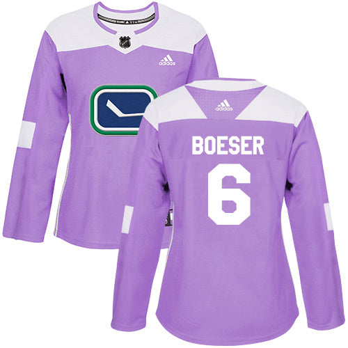 Adidas Vancouver Canucks 6 Brock Boeser Purple Authentic Fights Cancer Womens Stitched Nhl Jersey