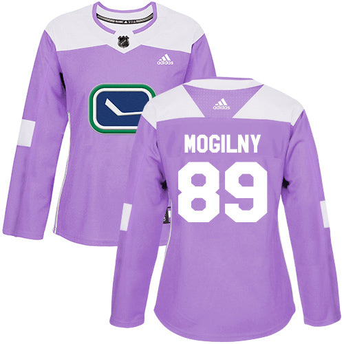 Adidas Vancouver Canucks 89 Alexander Mogilny Purple Authentic Fights Cancer Womens Stitched Nhl Jersey
