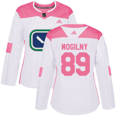 Adidas Vancouver Canucks 89 Alexander Mogilny White Pink Authentic Fashion Womens Stitched Nhl Jersey