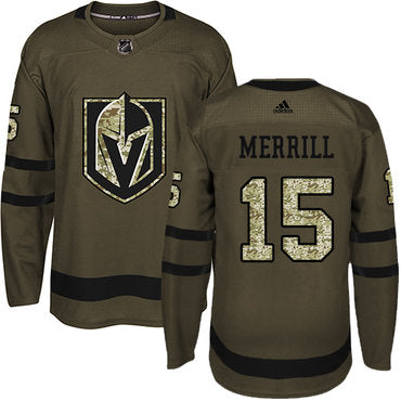 Adidas Vegas Golden Knights 15 Mens Jon Merrill Premier Green Salute To Service Nhl Jersey