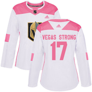 Adidas Vegas Golden Knights 17 Vegas Strong White Pink Authentic Fashion Womens Stitched Nhl Jersey