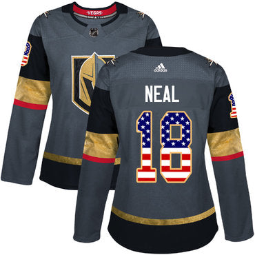 Adidas Vegas Golden Knights 18 James Neal Grey Home Authentic Usa Flag Womens Stitched Nhl Jersey