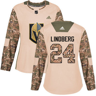 Adidas Vegas Golden Knights 24 Oscar Lindberg Camo Authentic 2017 Veterans Day Womens Stitched Nhl Jersey
