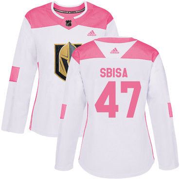 Adidas Vegas Golden Knights 47 Luca Sbisa White Pink Authentic Fashion Womens Stitched Nhl Jersey