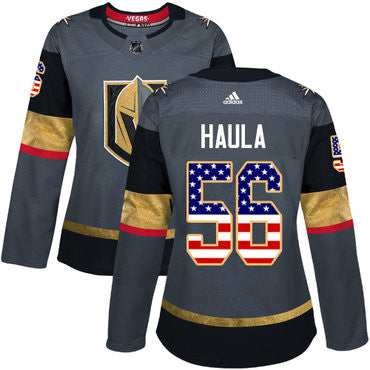 Adidas Vegas Golden Knights 56 Erik Haula Grey Home Authentic Usa Flag Womens Stitched Nhl Jersey