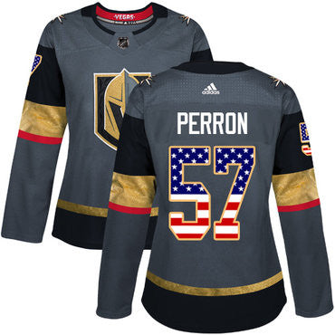 Adidas Vegas Golden Knights 57 David Perron Grey Home Authentic Usa Flag Womens Stitched Nhl Jersey