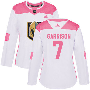 Adidas Vegas Golden Knights 7 Jason Garrison White Pink Authentic Fashion Womens Stitched Nhl Jersey