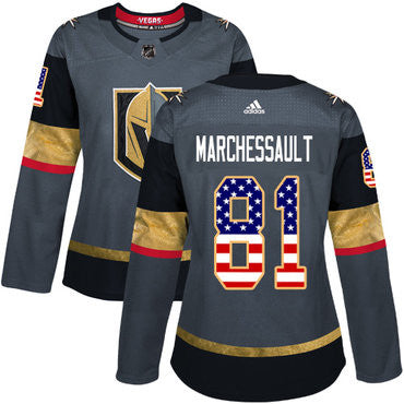 Adidas Vegas Golden Knights 81 Jonathan Marchessault Grey Home Authentic Usa Flag Womens Stitched Nhl Jersey