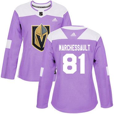 Adidas Vegas Golden Knights 81 Jonathan Marchessault Purple Authentic Fights Cancer Womens Stitched Nhl Jersey