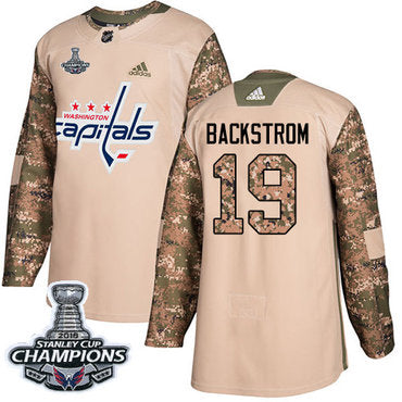 Adidas Washington Capitals 19 Nicklas Backstrom Camo Authentic 2017 Veterans Day Stanley Cup Final Champions Stitched Nhl Jersey