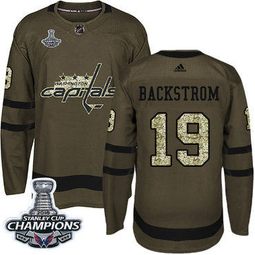 Adidas Washington Capitals 19 Nicklas Backstrom Green Salute To Service Stanley Cup Final Champions Stitched Nhl Jersey