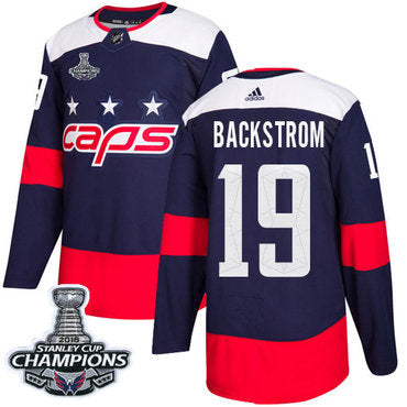 Adidas Washington Capitals 19 Nicklas Backstrom Navy Authentic 2018 Stadium Series Stanley Cup Final Champions Stitched Nhl Jersey