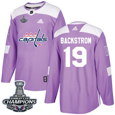 Adidas Washington Capitals 19 Nicklas Backstrom Purple Authentic Fights Cancer Stanley Cup Final Champions Stitched Nhl Jersey