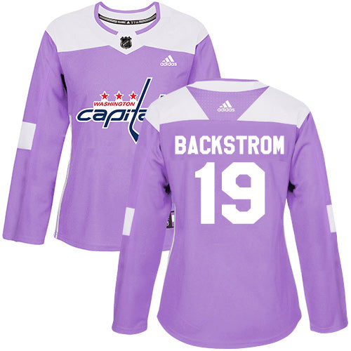 Adidas Washington Capitals 19 Nicklas Backstrom Purple Authentic Fights Cancer Womens Stitched Nhl Jersey
