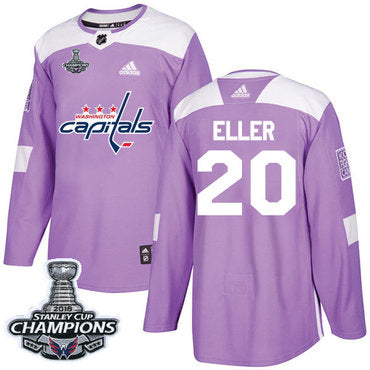 Adidas Washington Capitals 20 Lars Eller Purple Authentic Fights Cancer Stanley Cup Final Champions Stitched Nhl Jersey