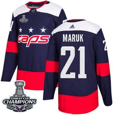 Adidas Washington Capitals 21 Dennis Maruk Navy Authentic 2018 Stadium Series Stanley Cup Final Champions Stitched Nhl Jersey