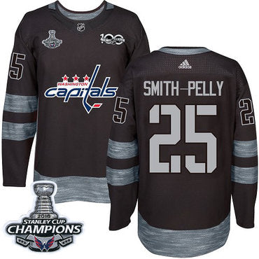 Adidas Washington Capitals 25 Devante Smith pelly Black 1917 2017 100th Anniversary Stanley Cup Final Champions Stitched Nhl Jersey