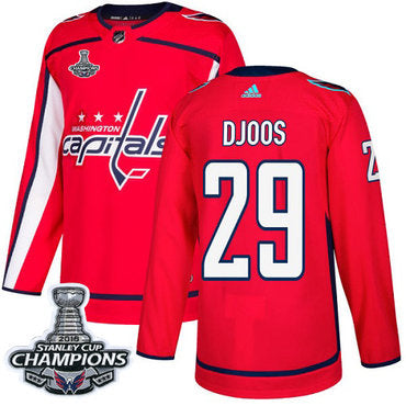 Adidas Washington Capitals 29 Christian Djoos Red Home Authentic Stanley Cup Final Champions Stitched Nhl Jersey