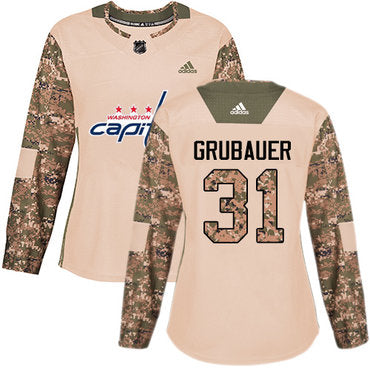 Adidas Washington Capitals 31 Philipp Grubauer Camo Authentic 2017 Veterans Day Womens Stitched Nhl Jersey