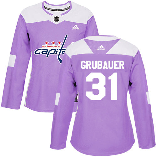 Adidas Washington Capitals 31 Philipp Grubauer Purple Authentic Fights Cancer Womens Stitched Nhl Jersey