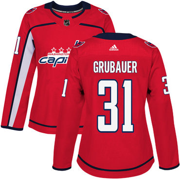 Adidas Washington Capitals 31 Philipp Grubauer Red Home Authentic Womens Stitched Nhl Jersey