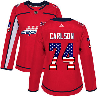 Adidas Washington Capitals 74 John Carlson Red Home Authentic Usa Flag Womens Stitched Nhl Jersey