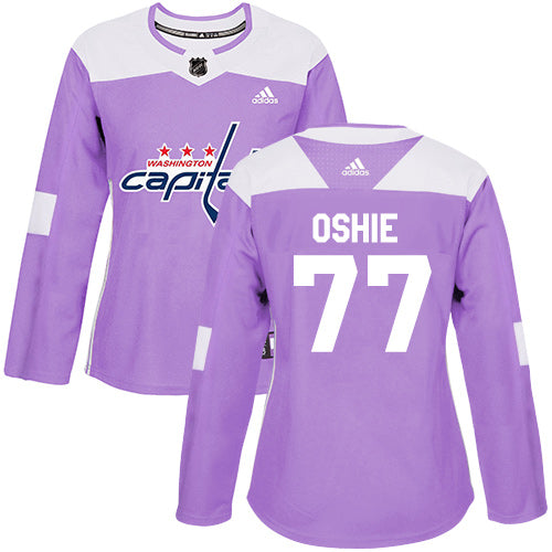 Adidas Washington Capitals 77 Tj Oshie Purple Authentic Fights Cancer Womens Stitched Nhl Jersey