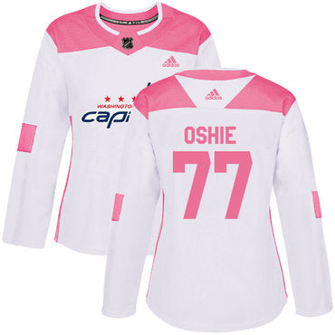 Adidas Washington Capitals 77 Tj Oshie White Pink Authentic Fashion Womens Stitched Nhl Jersey