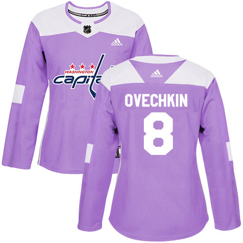 Adidas Washington Capitals 8 Alex Ovechkin Purple Authentic Fights Cancer Womens Stitched Nhl Jersey