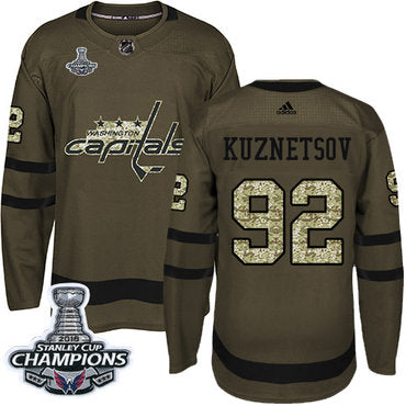 Adidas Washington Capitals 92 Evgeny Kuznetsov Green Salute To Service Stanley Cup Final Champions Stitched Nhl Jersey