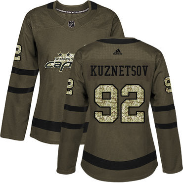 Adidas Washington Capitals 92 Evgeny Kuznetsov Green Salute To Service Womens Stitched Nhl Jersey