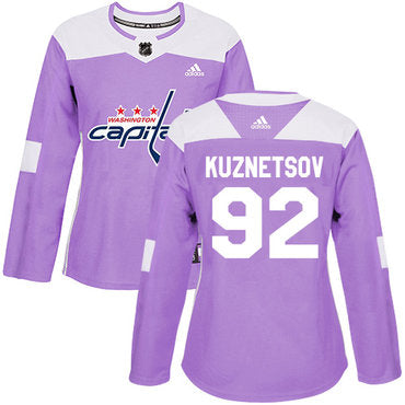 Adidas Washington Capitals 92 Evgeny Kuznetsov Purple Authentic Fights Cancer Womens Stitched Nhl Jersey