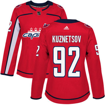 Adidas Washington Capitals 92 Evgeny Kuznetsov Red Home Authentic Womens Stitched Nhl Jersey